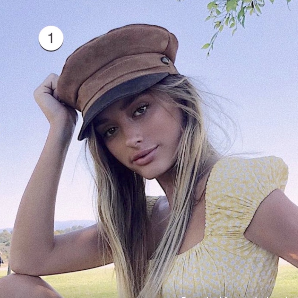 Lack Of Color Lola Cap Dune Hat Brown Black Button pedler Train Conductor Style